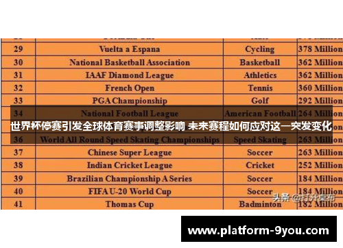 世界杯停赛引发全球体育赛事调整影响 未来赛程如何应对这一突发变化